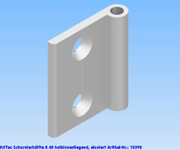 KriTec Scharnierhälfte 8 40 halbinnenliegend, eloxiert