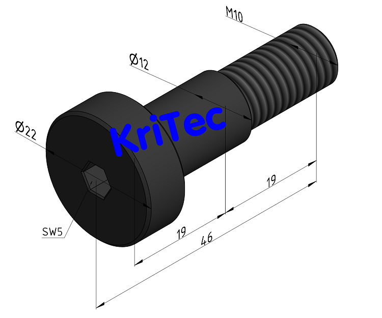 KriTec Bolzen 8 D14 zentrisch Stahl, schwarz