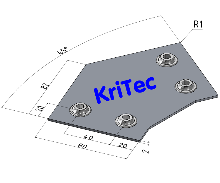 KriTec Abdeckkappen X 8 Raster 40