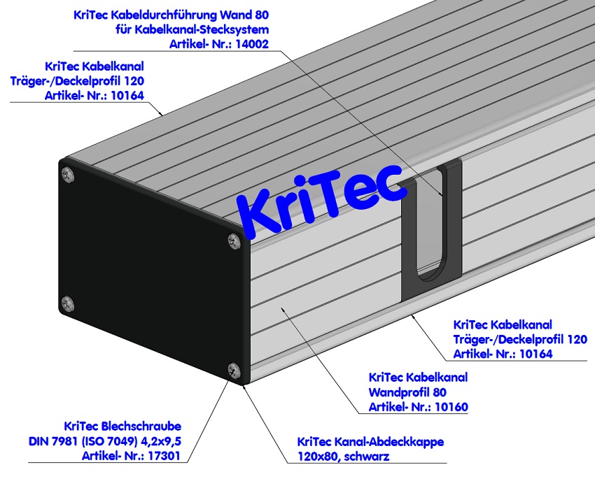 KriTec Kabeldurchführung Wand 80 für Kabelkanalstecksystem
