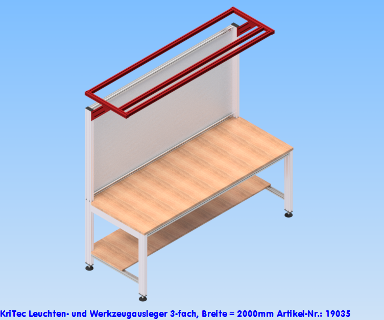 KriTec Leuchten- und Werkzeugausleger 3-fach, Breite = 2000mm