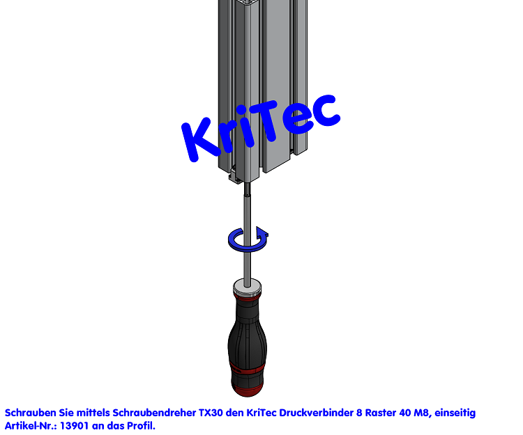 KriTec Druckverbinder 8 Raster 40 M8, einseitig