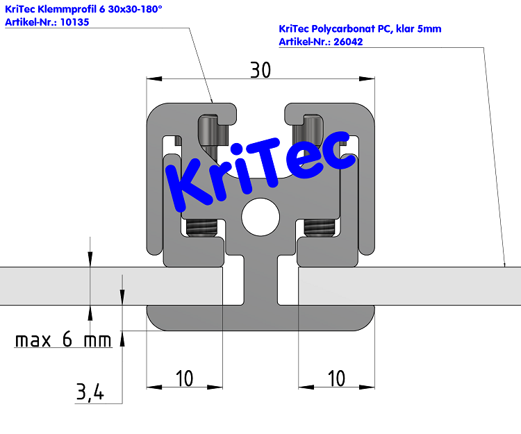 KriTec Klemmprofil 6 30x30-180°