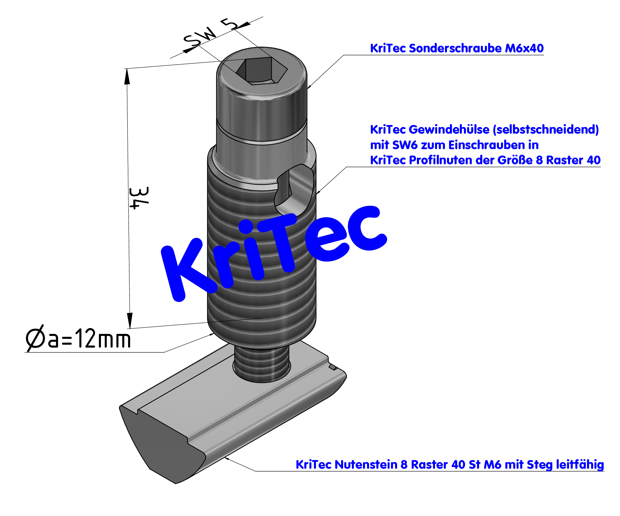 KriTec Automatik-Verbindungssatz 8 Raster 40 leitfähig