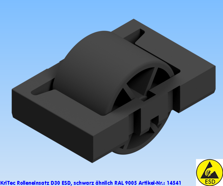 KriTec Rolleneinsatz D30 ESD, schwarz ähnlich RAL 9005