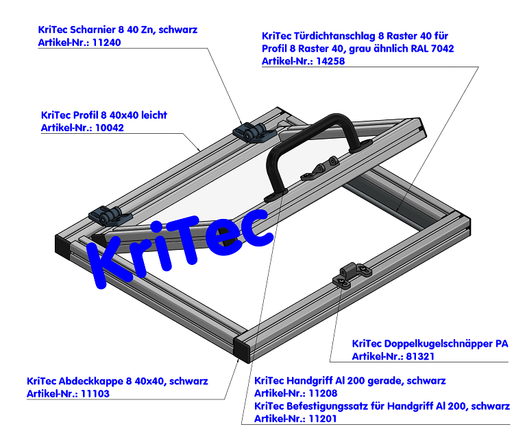 KriTec Handgriff Al 200 gerade, schwarz