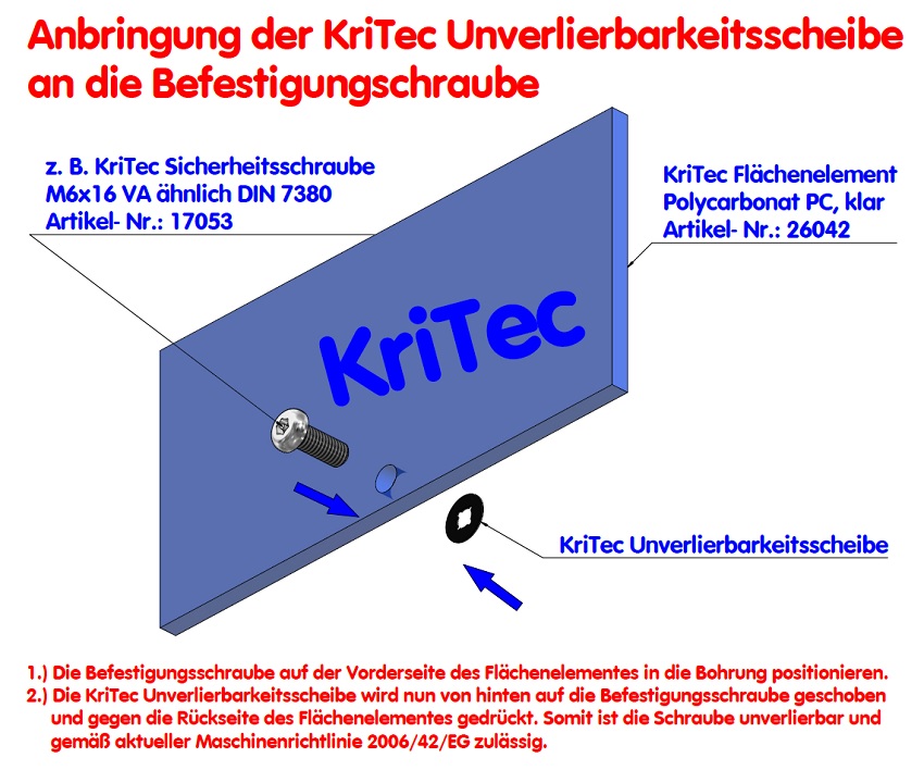KriTec Befestigungsblock 8 PA 1-8 schwarz mit Unverlierbarkeitsscheibe