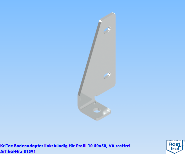 KriTec Bodenadapter linksbündig für Profil 10 50x50, VA rostfrei