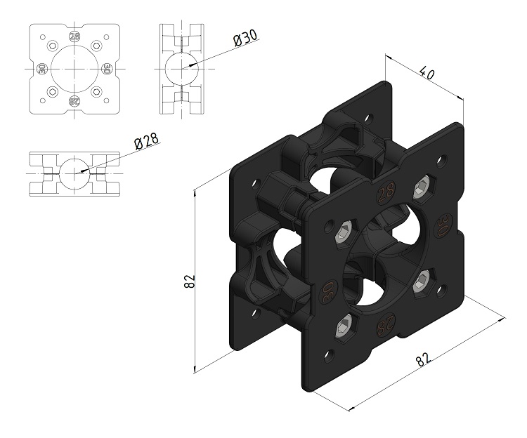 KriTec Einhängeplatte D28/ D30 inkl. Befestigungssatz
