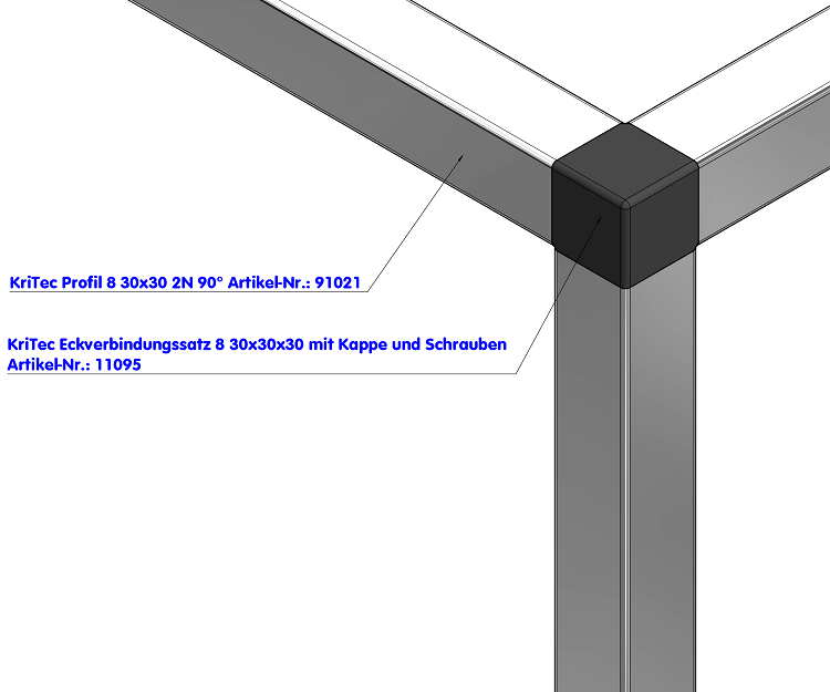 KriTec Profil 8 30x30 2N 90°