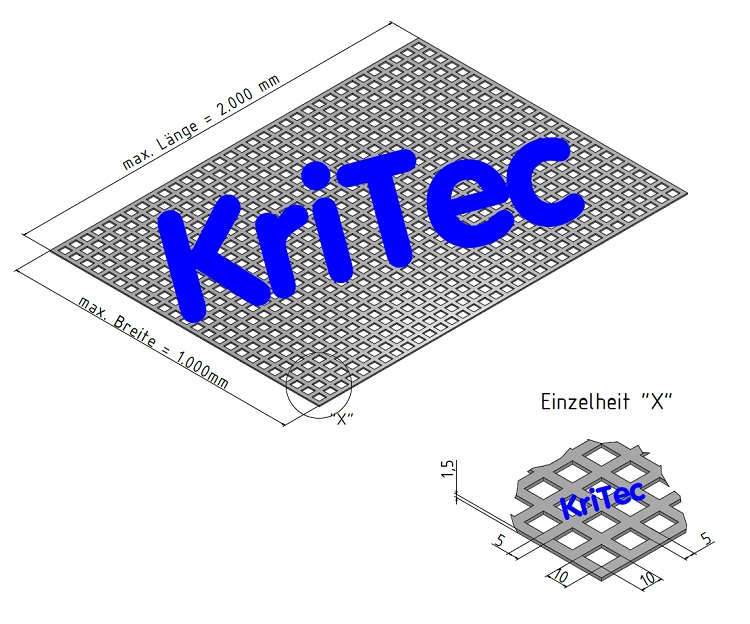 KriTec Stahl Lochblech mit quadratischer Lochung