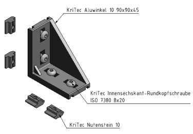 KriTec Alu-Druckgusswinkel 10 90x90x45