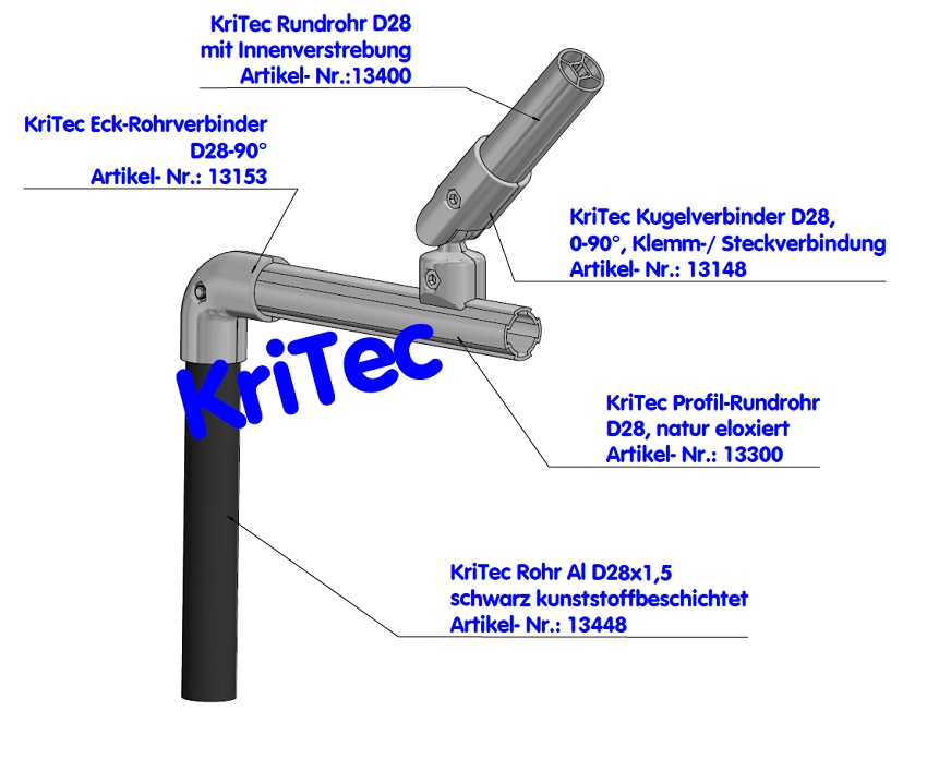 KriTec Profil-Rundrohr D28, natur eloxiert