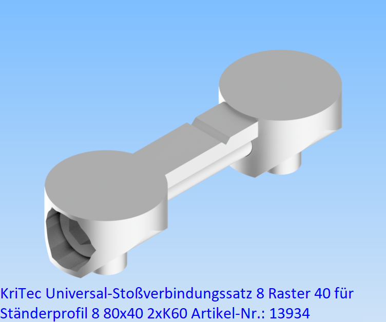 KriTec Universal-Stoßverbindungssatz 8 Raster 40 für Ständerprofil 8 80x40 2xK60