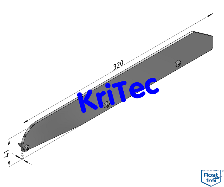 KriTec Regalboden-Abdeckkappensatz 8 320 hoch ohne Bordkante VA, rostfrei