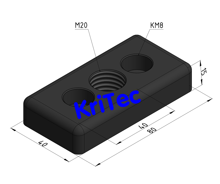 KriTec Transport- und Fußplatte 8 Zn 80x40x15 M20