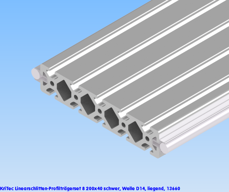 KriTec Linearschlitten-Profilträgerset 8 200x40 schwer, Welle D14, liegend