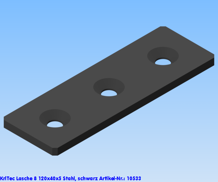 KriTec Lasche 8 120x40x5 Stahl, schwarz