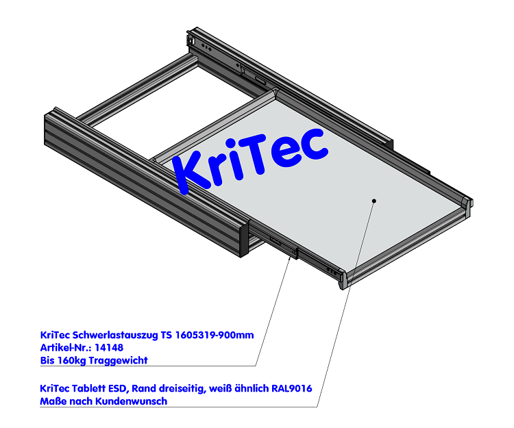 KriTec Schwerlastauszug TS 1605319-900mm