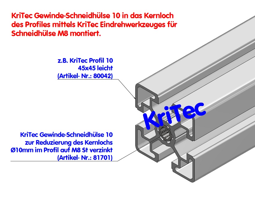 KriTec Druckverbinder 10 40 M8, beidseitig