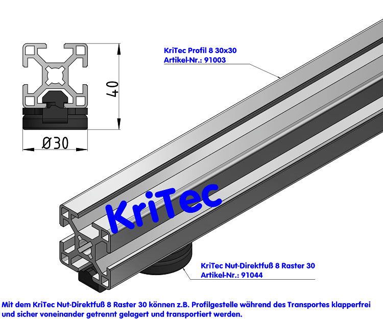KriTec Nut-Direktfuß 8 Raster 30