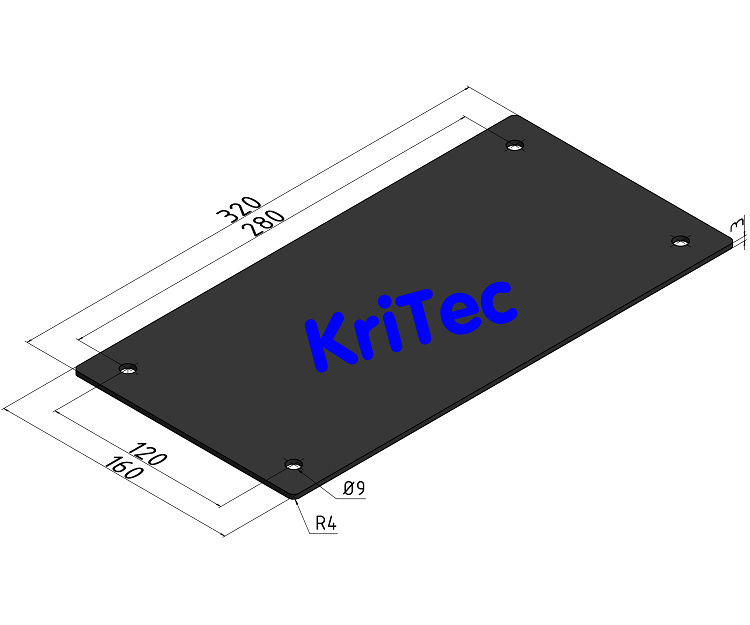 KriTec Abdeckkappen 8 St, schwarz pulverbeschichtet