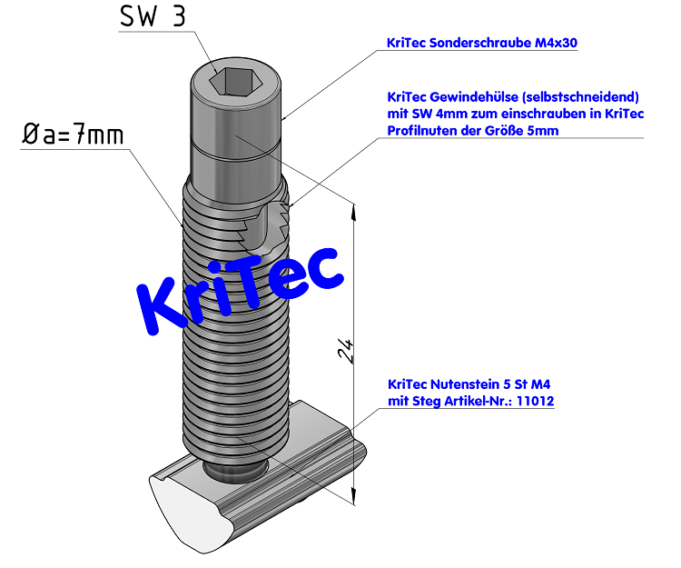 KriTec Automatik-Verbindungssatz 5 Stahl, verzinkt