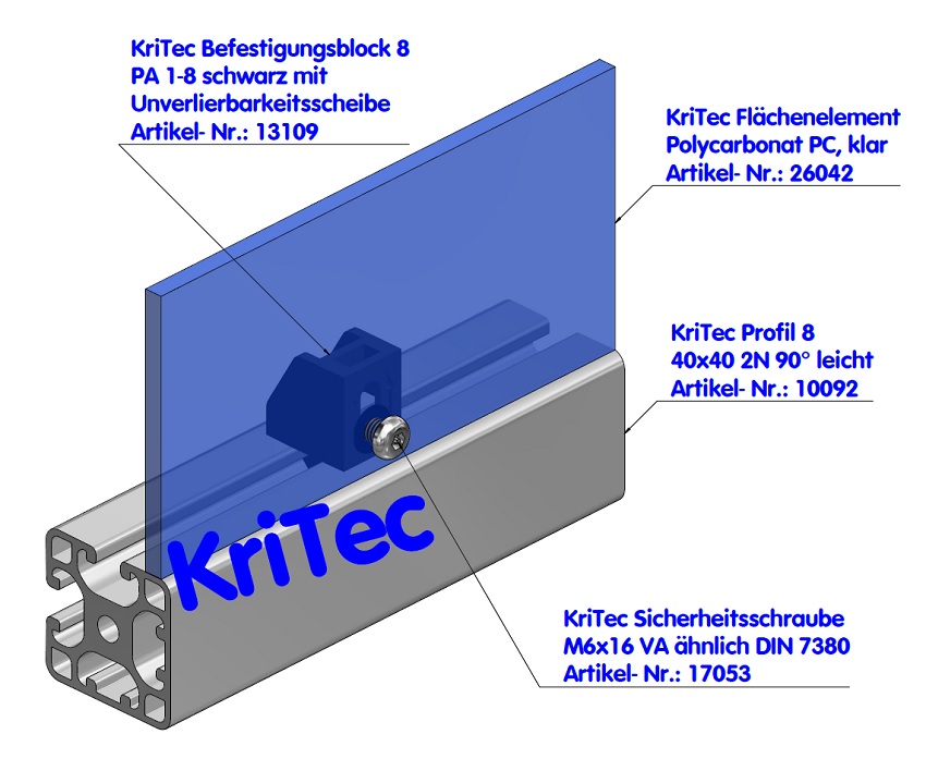 KriTec Profil 8 40x40 2N 90° leicht