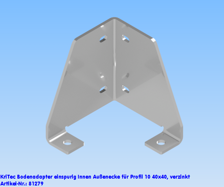 KriTec Bodenadapter einspurig Innen-/ Außenecke für Profil 10 40x40, verzinkt