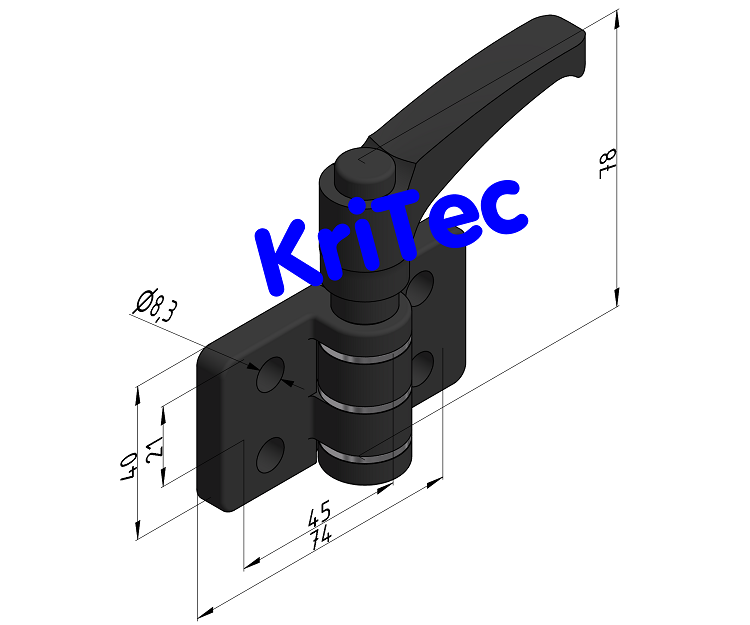 KriTec Scharnier 8 40 Zn vertikal mit Klemmhebel