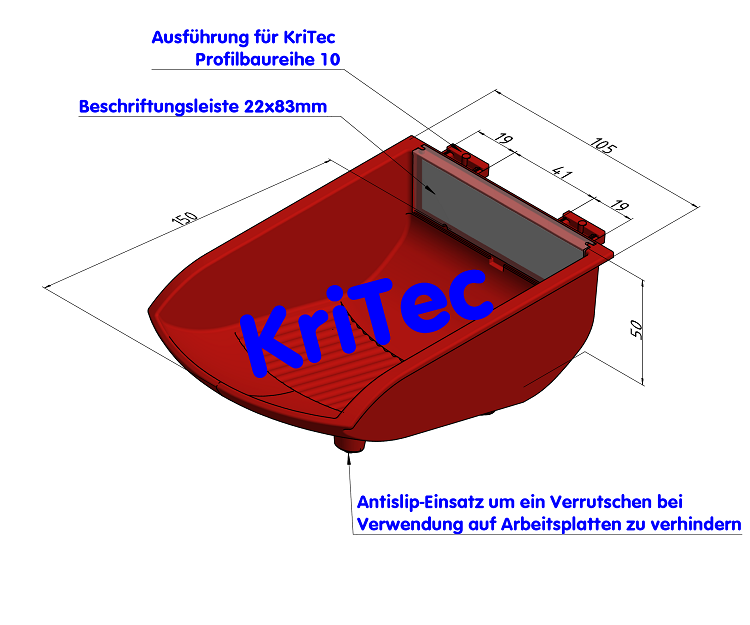 KriTec Greifschale 10 105x130x50 verkehrsrot ähnl. RAL 3020