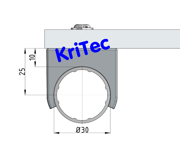 KriTec Klemmschelle D30, grau ähnlich RAL 7042