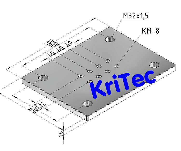 KriTec Portalplatte, Aluminium, 400x300x20 für Profil 8 160x80