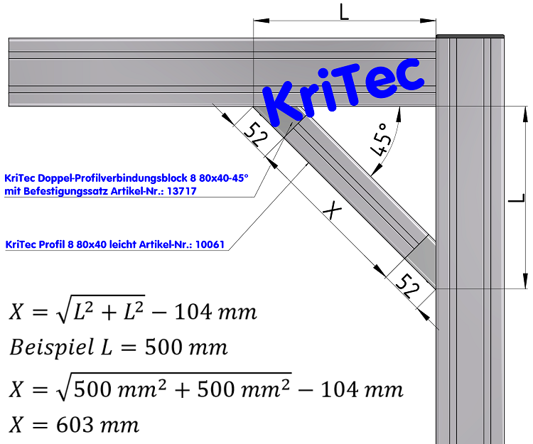 KriTec Doppel-Profilverbindungsblock 8 80x40-45°