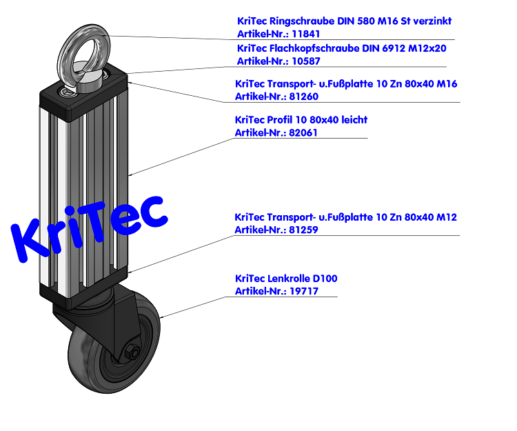 KriTec Lenkrolle D100 schwarz - auch antistatisch