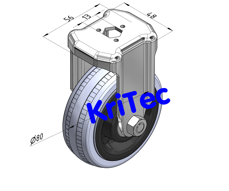 KriTec Bockrolle D80 Vollgummi grau