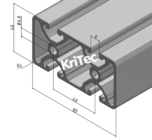 KriTec Profil 8 80x40 2N 180° Eco