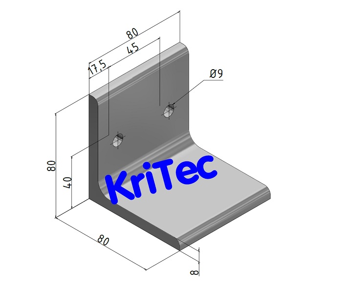 KriTec Anschweißwinkel 10 80x80x8 L=80, Stahl