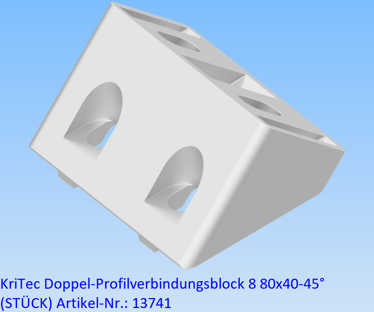 KriTec Doppel-Profilverbindungsblock 8 80x40-45°