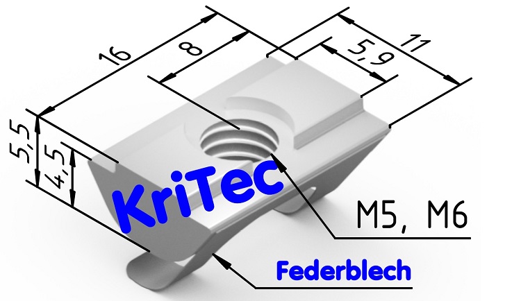 KriTec Nutensteine 6 Raster 30 mit Steg und Federblech