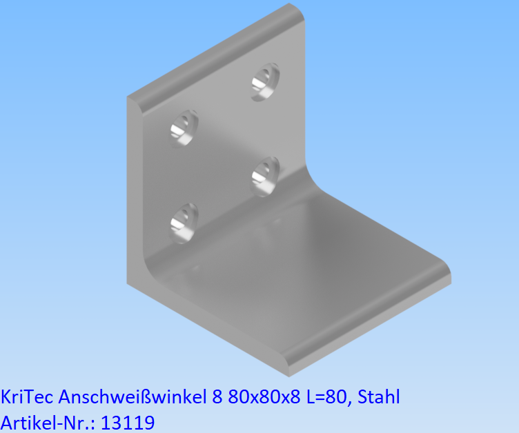 KriTec Anschweißwinkel 8 80x80x8 L=80, Stahl