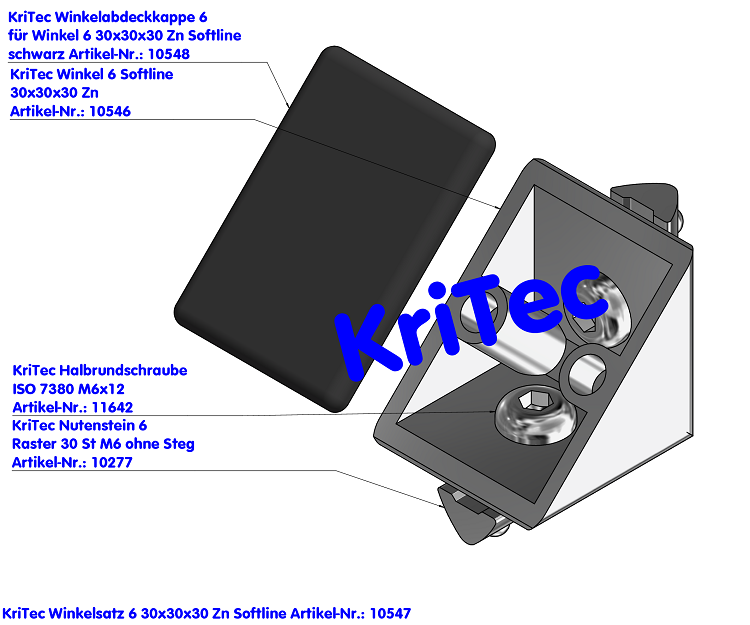 KriTec Winkel 6 30x30x30 Zn Softline