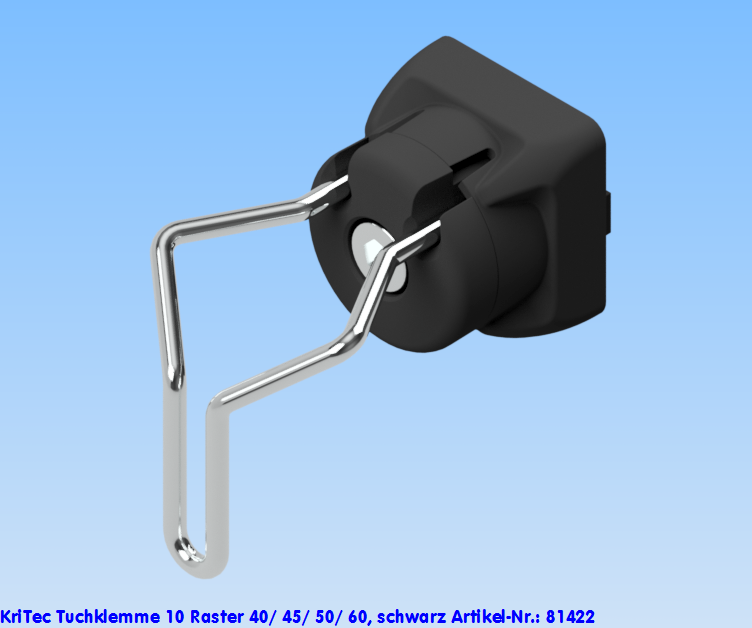 KriTec Tuchklemme 10 Raster 40/ 45/ 50/ 60, schwarz