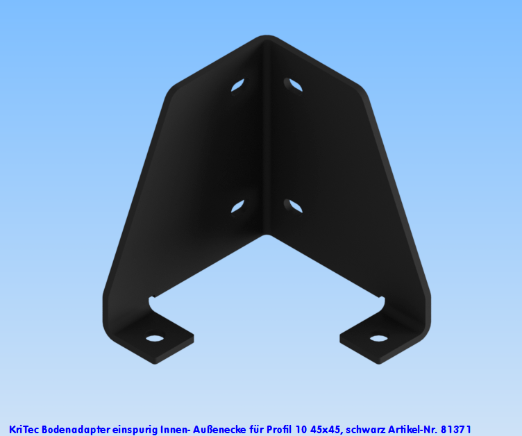 KriTec Bodenadapter einspurig Innen-/ Außenecke für Profil 10 45x45, schwarz