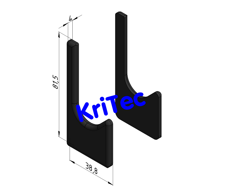 KriTec C-Schiene, Schlittenprofil-Abdeckkappensatz 8, schwarz