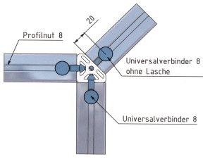 KriTec Universalverbindungssatz Nut 8 Raster 40 ohne Lasche