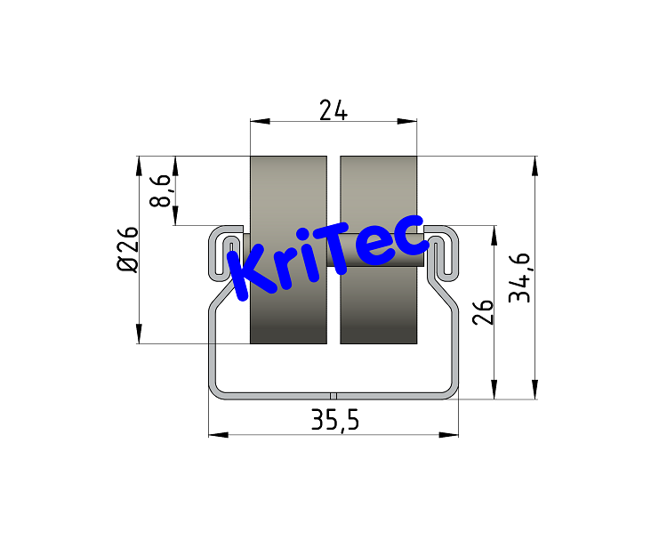 KriTec Rollenbahn St D28/2, grau