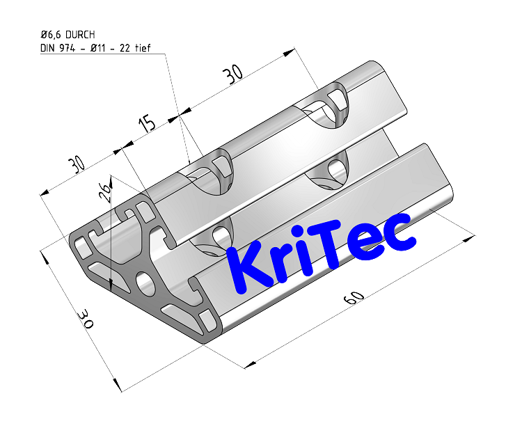 KriTec Winkelelemente 6 T2-60, natur eloxiert