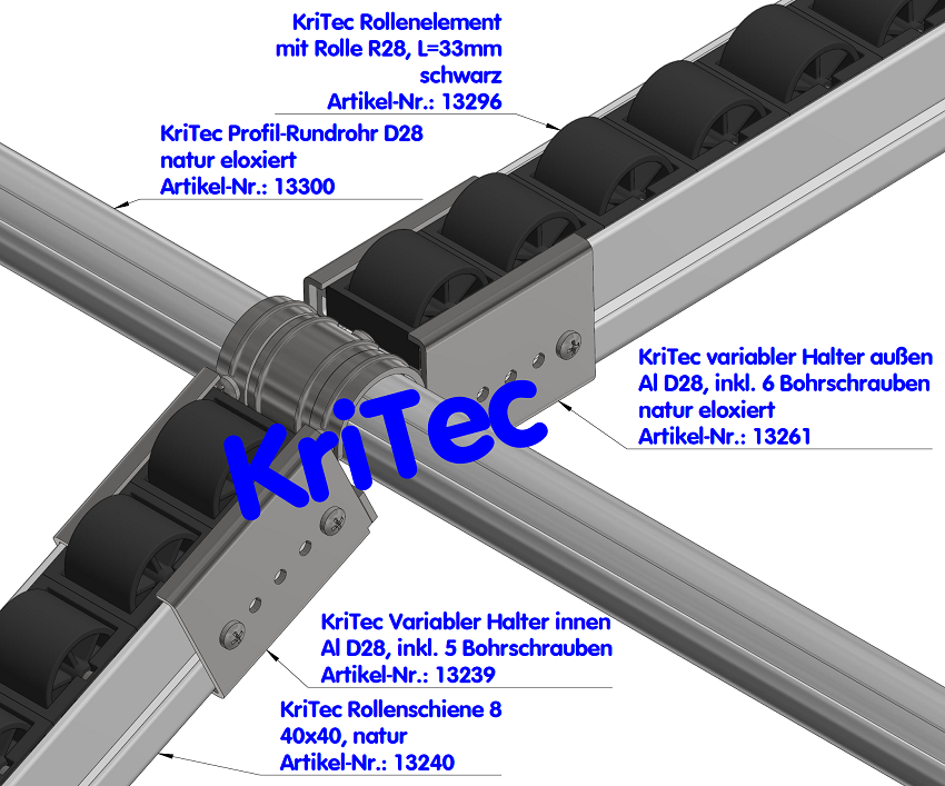 KriTec Rollenschiene 8 40x40, natur