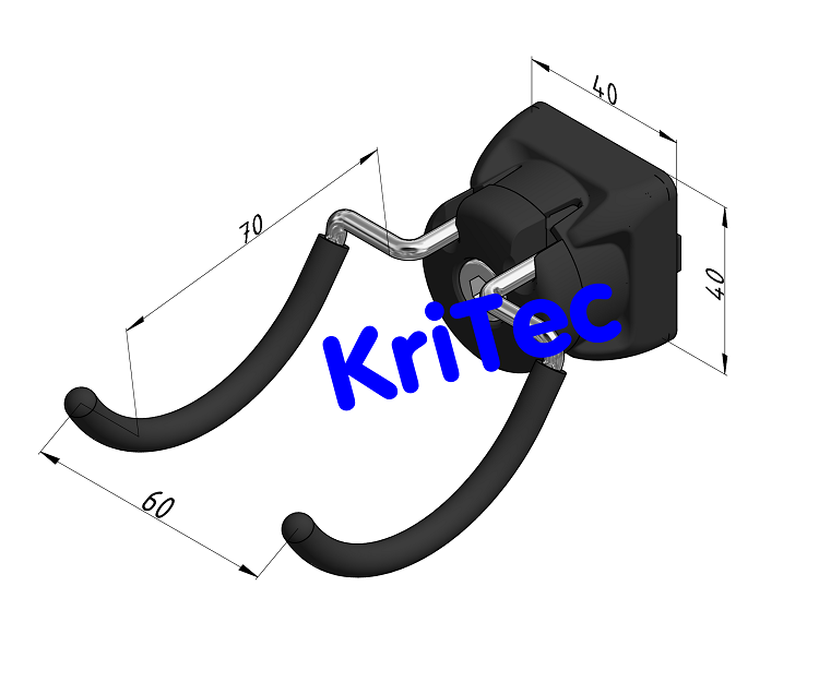 KriTec Haken 10 R30 Raster 40/ 45/ 50/ 60, schwarz